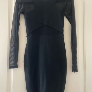 Black Bodycon Mock Neck Cocktail Dress